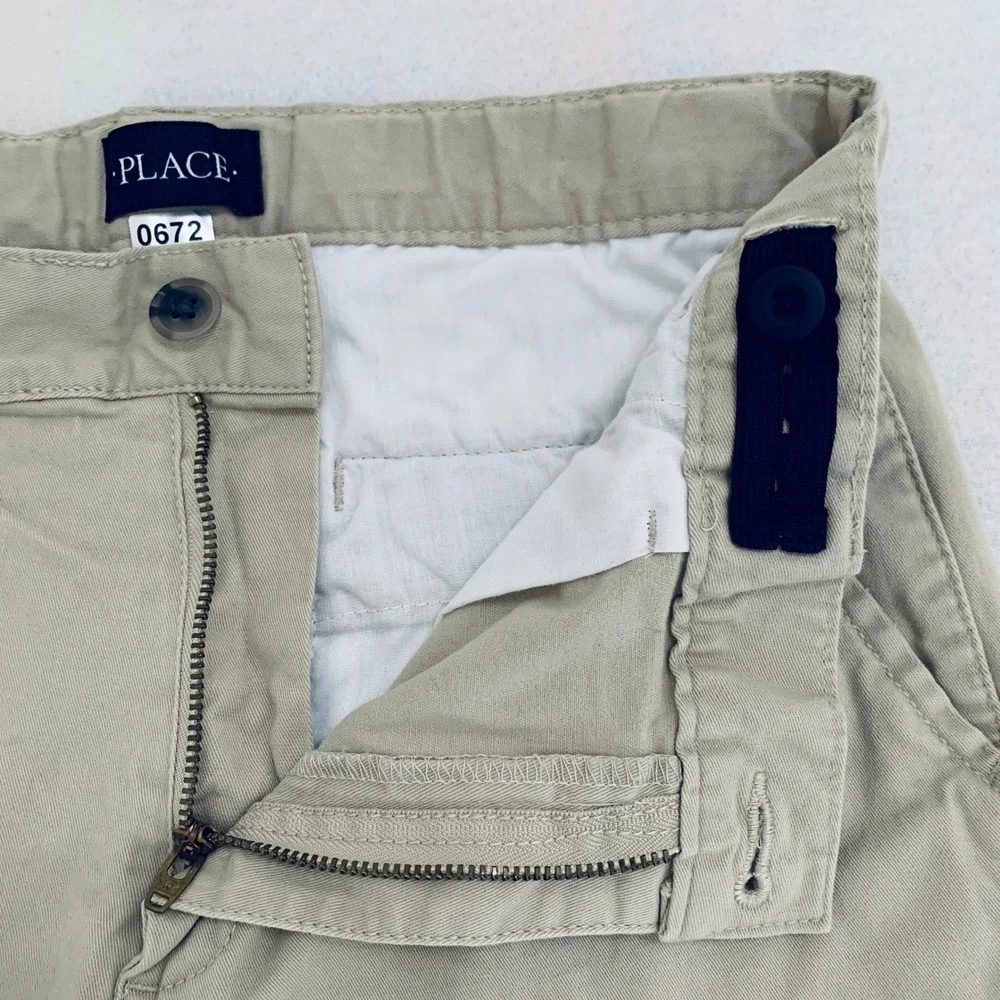 The Children's Place Chino Shorts BIG BOY Uniform Size 18 Khaki Adjustable Waist